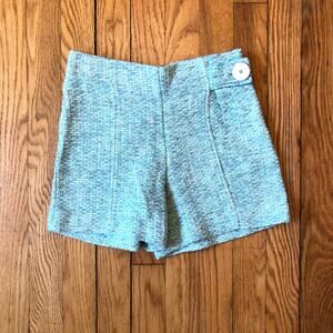Zara Girl NWT Girl's Green Boucle Shorts with Metallic Accents Buttons Size 9